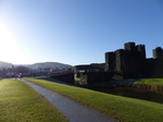 FZ010852 Smoke from chimneys at houses by Caerphilly castle.jpg